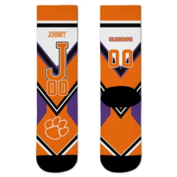 Clemson Tigers Socks Personalized Arrow Blocks Orange Best Selling