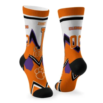 Clemson Tigers Socks Personalized Arrow Blocks Orange Fashion Forward
