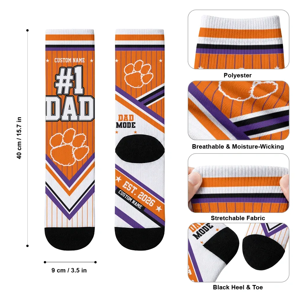 Clemson Tigers Socks Personalized Pinstripe Chevron Orange White High Quality Clemson Tigers Socks Personalized Pinstripe Chevron Orange White High Quality