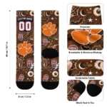 Clemson Tigers Socks Personalized Scattered Icons Orange Best Selling