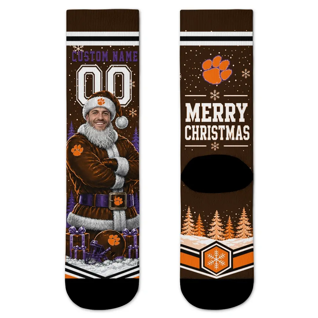 Clemson Tigers Socks Personalized Snowy Scene Orange White Best Selling Clemson Tigers Socks Personalized Snowy Scene Orange White Best Selling