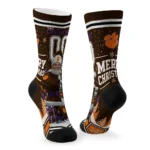 Clemson Tigers Socks Personalized Snowy Scene Orange White Best Selling