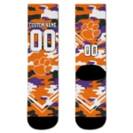 Clemson Tigers Socks Personalized Woodland Camo Orange Best Selling