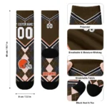 Cleveland Browns Socks Custom Argyle Pattern Brown Best Selling