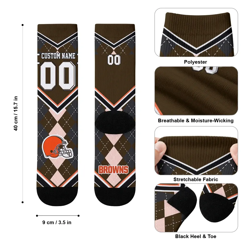 Cleveland Browns Socks Custom Argyle Pattern Brown High Quality Cleveland Browns Socks Custom Argyle Pattern Brown High Quality