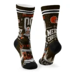 Cleveland Browns Socks Custom Snowy Scene Brown White Best Selling