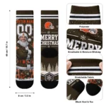 Cleveland Browns Socks Custom Snowy Scene Brown White Best Selling