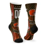 Cleveland Browns Socks Custom Star Stripes Brown White Best Selling