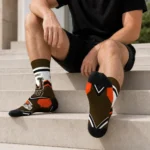 Cleveland Browns Socks Customized Arrow Blocks Brown Best Selling