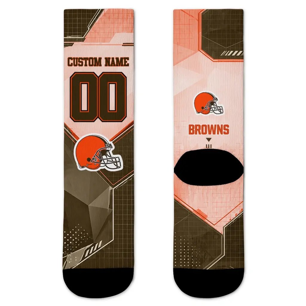 Cleveland Browns Socks Personalized Geometric Tech Brown Best Selling Cleveland Browns Socks Personalized Geometric Tech Brown Best Selling