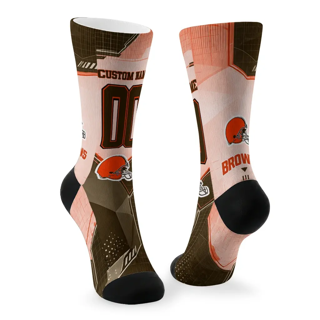 Cleveland Browns Socks Personalized Geometric Tech Brown Fashion Forward Cleveland Browns Socks Personalized Geometric Tech Brown Fashion Forward