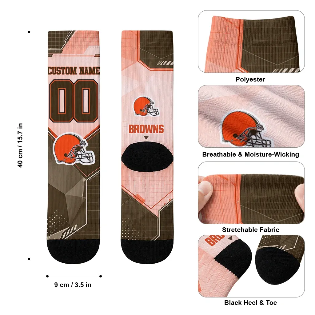 Cleveland Browns Socks Personalized Geometric Tech Brown High Quality Cleveland Browns Socks Personalized Geometric Tech Brown High Quality