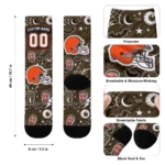 Cleveland Browns Socks Personalized Scattered Icons Brown Best Selling