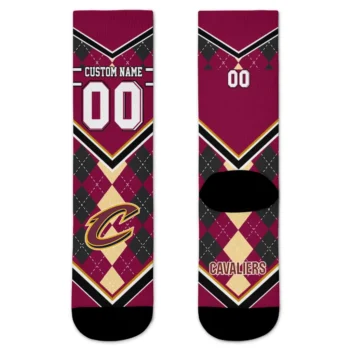 Cleveland Cavaliers Socks Custom Argyle Pattern Wine Best Selling