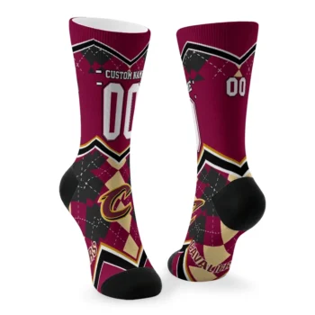 Cleveland Cavaliers Socks Custom Argyle Pattern Wine Fashion Forward