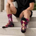 Cleveland Cavaliers Socks Custom Argyle Pattern Wine Best Selling