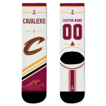 Cleveland Cavaliers Socks - Custom Nautical Icons Wine White