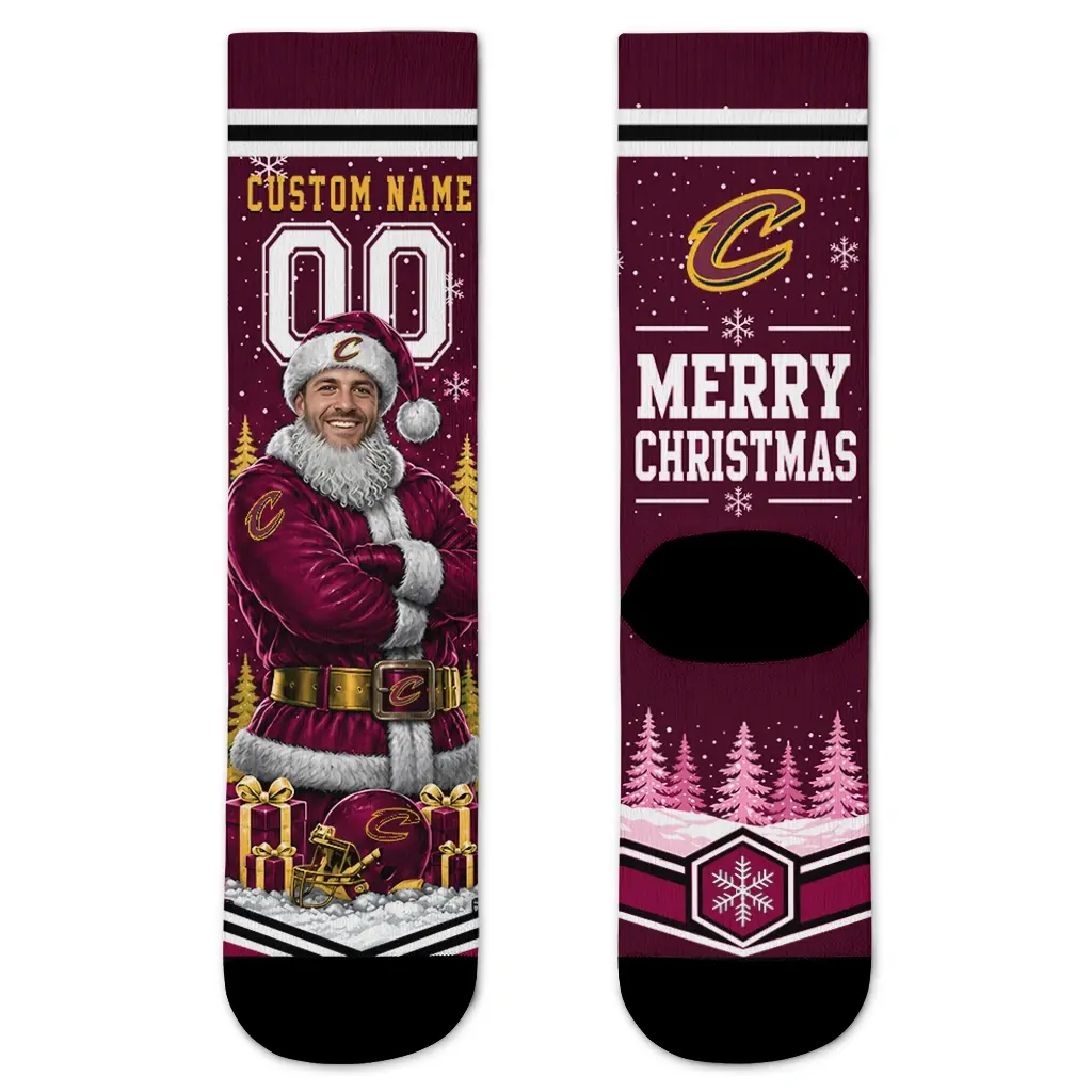 Cleveland Cavaliers Socks Custom Snowy Scene Wine White Best Selling Cleveland Cavaliers Socks Custom Snowy Scene Wine White Best Selling