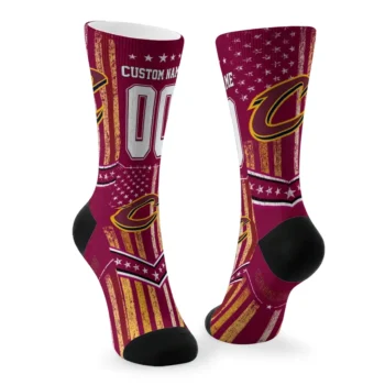 Cleveland Cavaliers Socks Custom Star Stripes Wine White Fashion Forward