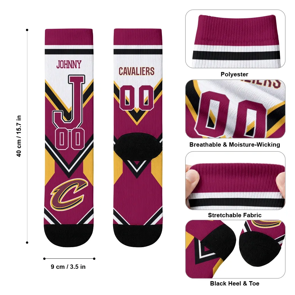 Cleveland Cavaliers Socks Customized Arrow Blocks Wine High Quality Cleveland Cavaliers Socks Customized Arrow Blocks Wine High Quality