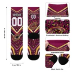 Cleveland Cavaliers Socks Customized Leopard Print Wine Black Best Selling