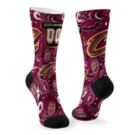 Cleveland Cavaliers Socks Personalized Scattered Icons Wine Best Selling