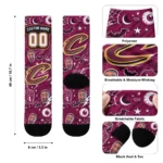 Cleveland Cavaliers Socks Personalized Scattered Icons Wine Best Selling