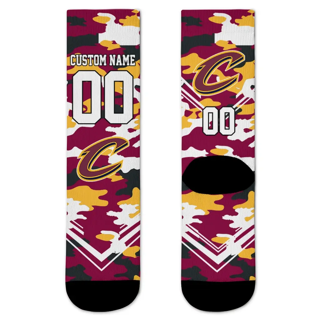 Cleveland Cavaliers Socks Personalized Woodland Camo Wine Best Selling Cleveland Cavaliers Socks Personalized Woodland Camo Wine Best Selling