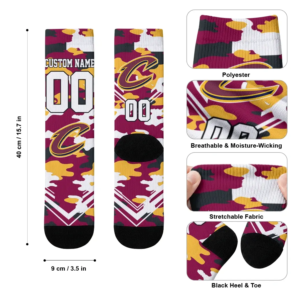 Cleveland Cavaliers Socks Personalized Woodland Camo Wine High Quality Cleveland Cavaliers Socks Personalized Woodland Camo Wine High Quality