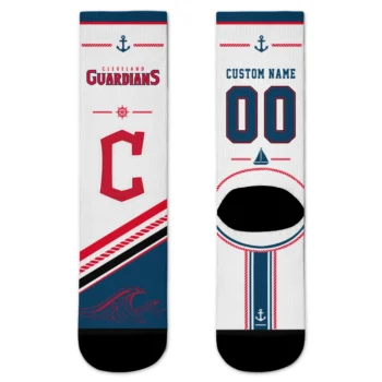 Cleveland Guardians Socks - Custom Nautical Icons Navy Blue White