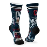 Cleveland Guardians Socks Custom Snowy Scene Navy Blue White Best Selling