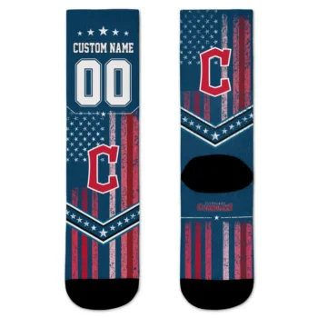 Cleveland Guardians Socks Custom Star Stripes Navy Blue White Best Selling