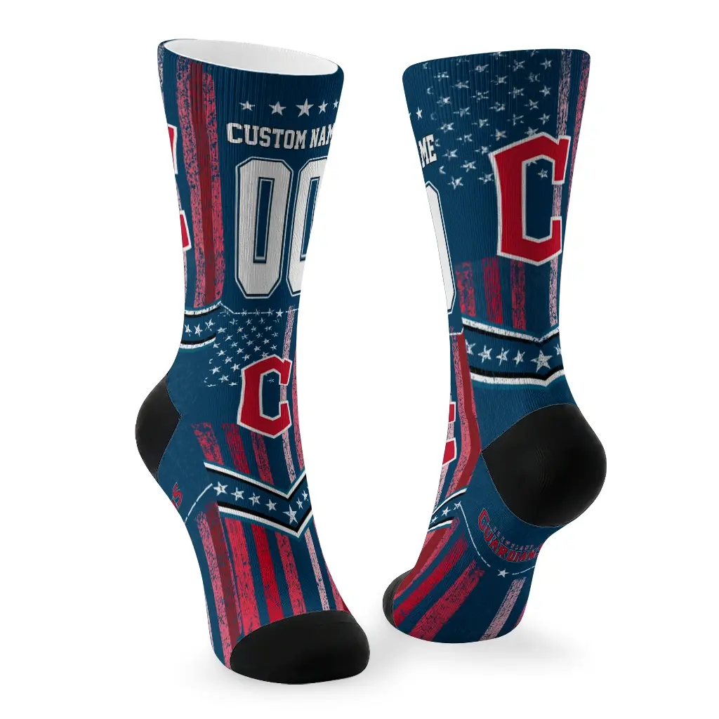 Cleveland Guardians Socks Custom Star Stripes Navy Blue White Fashion Forward Cleveland Guardians Socks Custom Star Stripes Navy Blue White Fashion Forward