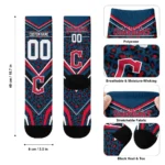 Cleveland Guardians Socks Customized Leopard Print Navy Blue Black Best Selling
