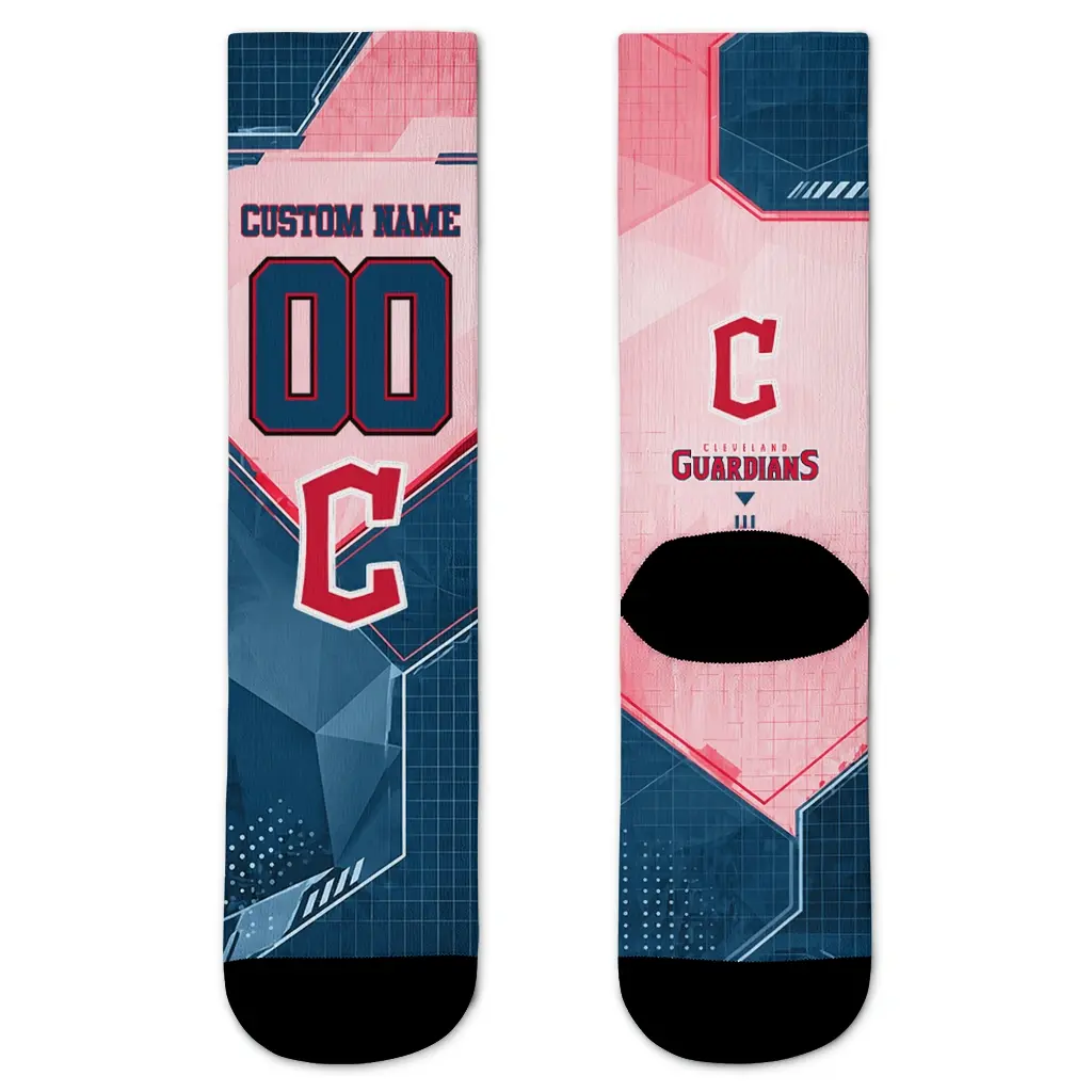 Cleveland Guardians Socks Personalized Geometric Tech Navy Blue Best Selling Cleveland Guardians Socks Personalized Geometric Tech Navy Blue Best Selling