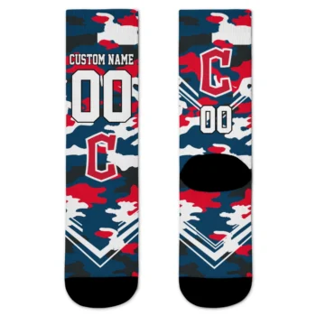 Cleveland Guardians Socks - Personalized Woodland Camo Navy Blue