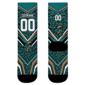 Coastal Carolina Chanticleers Socks Custom Leopard Print Green Black Best Selling