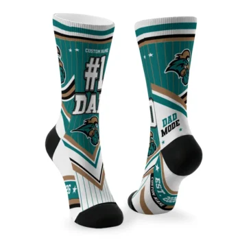 Coastal Carolina Chanticleers Socks Custom Pinstripe Chevron Green White Fashion Forward