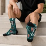 Coastal Carolina Chanticleers Socks Custom Scattered Icons Green Best Selling