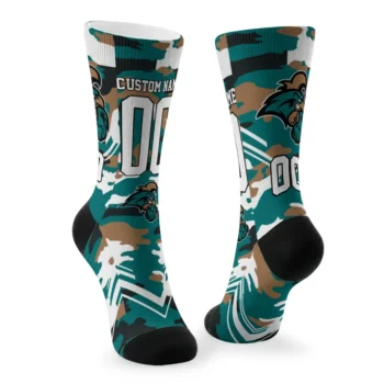 Coastal Carolina Chanticleers Socks Custom Woodland Camo Green Fashion Forward