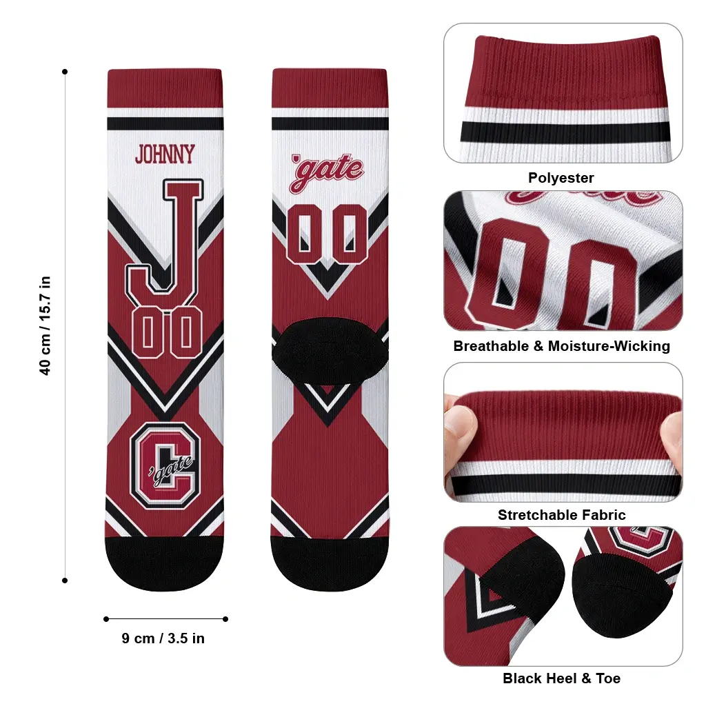 Colgate Raiders Socks Customized Arrow Blocks Maroon High Quality Colgate Raiders Socks Customized Arrow Blocks Maroon High Quality