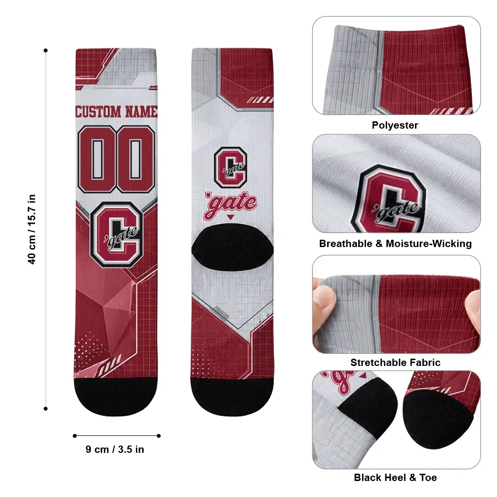 Colgate Raiders Socks Customized Geometric Tech Maroon High Quality Colgate Raiders Socks Customized Geometric Tech Maroon High Quality