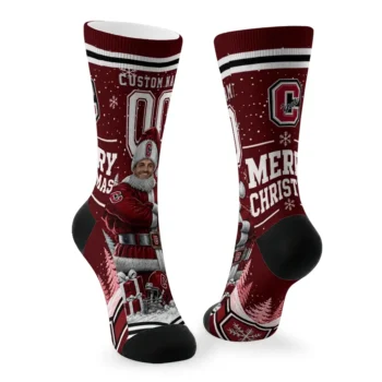 Colgate Raiders Socks Customized Snowy Scene Maroon White Fashion Forward