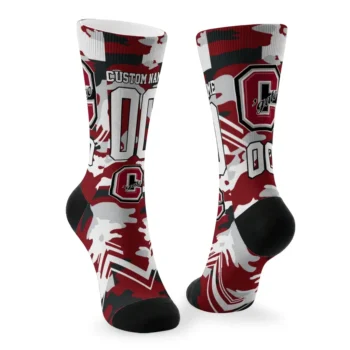 Colgate Raiders Socks Customized Woodland Camo Maroon Fashion Forward