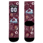 Colorado Avalanche Socks Customized Scattered Icons Burgundy Best Selling