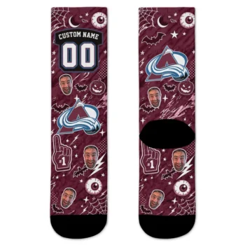 Colorado Avalanche Socks Customized Scattered Icons Burgundy Best Selling
