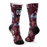 Colorado Avalanche Socks Customized Scattered Icons Burgundy Best Selling