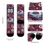 Colorado Avalanche Socks Customized Scattered Icons Burgundy Best Selling