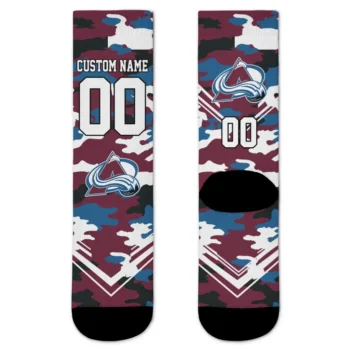 Colorado Avalanche Socks Customized Woodland Camo Burgundy Best Selling