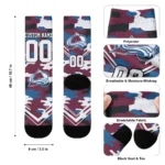 Colorado Avalanche Socks Customized Woodland Camo Burgundy Best Selling